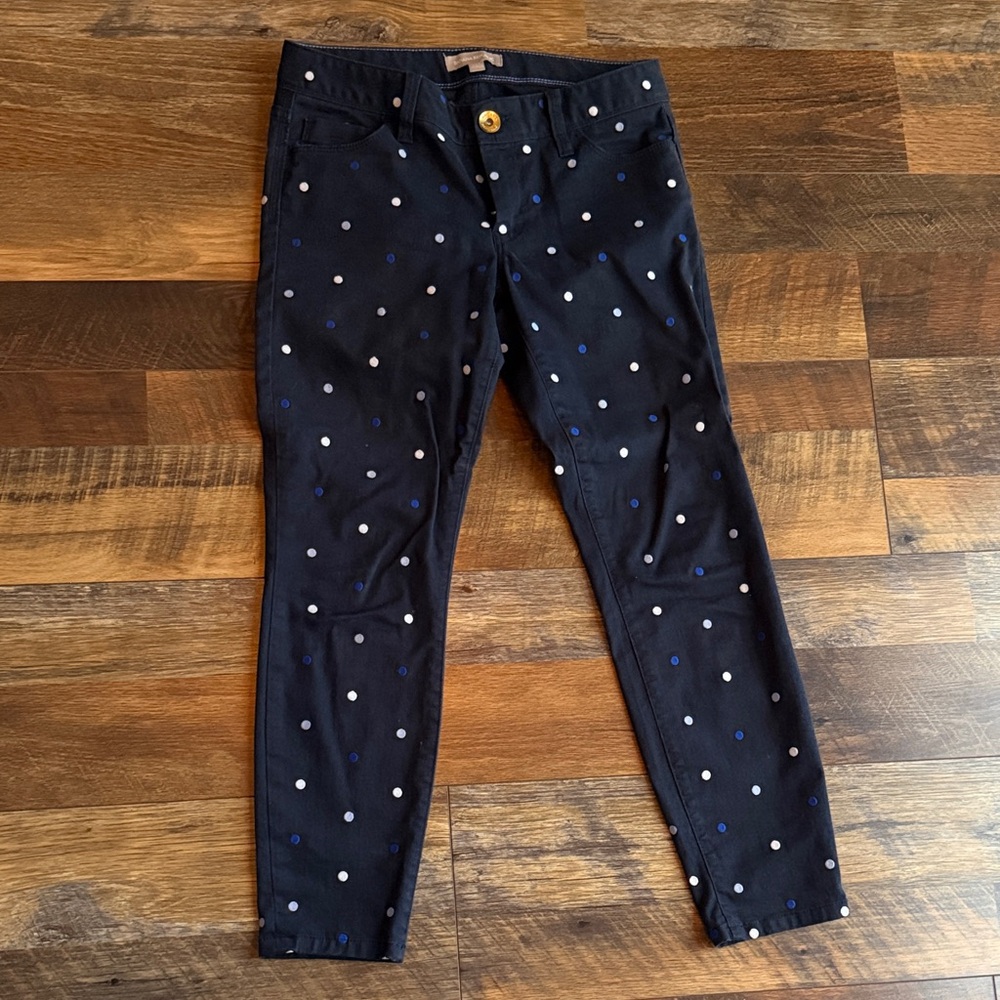 Banana Republic Navy Blue Polka Dot Cropped Ankle Pants 25P